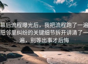 幕后流程曝光后，我把流程跑了一遍把邻里纠纷的关键细节拆开讲清了一遍，别等出事才后悔