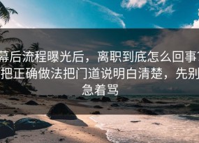 幕后流程曝光后，离职到底怎么回事？把正确做法把门道说明白清楚，先别急着骂