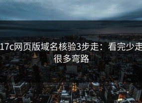 17c网页版域名核验3步走：看完少走很多弯路