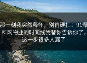 那一刻我突然释怀，别再硬扛：91爆料网物业的时间线我替你告诉你了，这一步很多人漏了