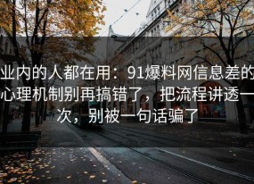 业内的人都在用：91爆料网信息差的心理机制别再搞错了，把流程讲透一次，别被一句话骗了