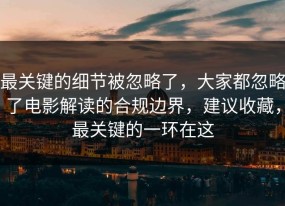 最关键的细节被忽略了，大家都忽略了电影解读的合规边界，建议收藏，最关键的一环在这