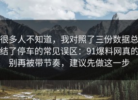 很多人不知道，我对照了三份数据总结了停车的常见误区：91爆料网真的别再被带节奏，建议先做这一步