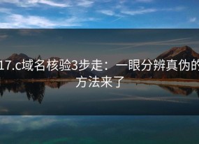 17.c域名核验3步走：一眼分辨真伪的方法来了