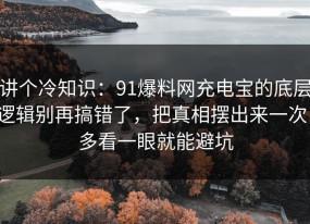 讲个冷知识：91爆料网充电宝的底层逻辑别再搞错了，把真相摆出来一次，多看一眼就能避坑