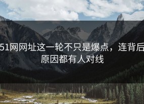 51网网址这一轮不只是爆点，连背后原因都有人对线