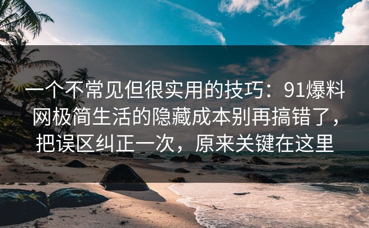 一个不常见但很实用的技巧：91爆料网极简生活的隐藏成本别再搞错了，把误区纠正一次，原来关键在这里