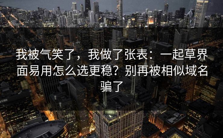 我被气笑了，我做了张表：一起草界面易用怎么选更稳？别再被相似域名骗了