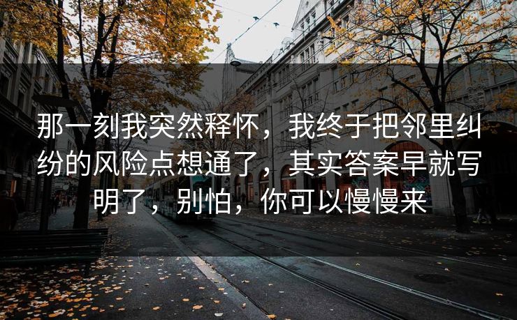 那一刻我突然释怀，我终于把邻里纠纷的风险点想通了，其实答案早就写明了，别怕，你可以慢慢来