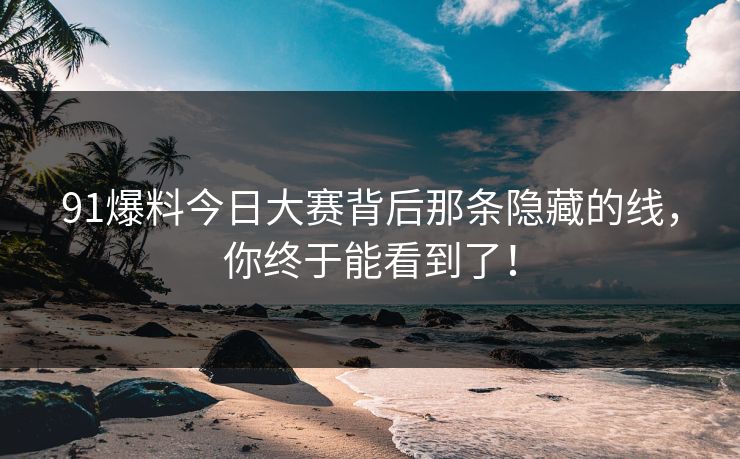 91爆料今日大赛背后那条隐藏的线，你终于能看到了！