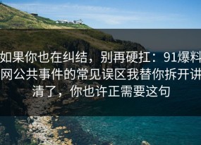 如果你也在纠结，别再硬扛：91爆料网公共事件的常见误区我替你拆开讲清了，你也许正需要这句