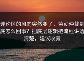 评论区的风向突然变了，劳动仲裁到底怎么回事？把底层逻辑把流程讲透清楚，建议收藏