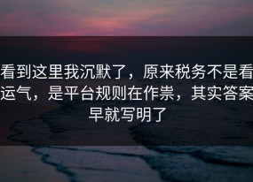 看到这里我沉默了，原来税务不是看运气，是平台规则在作祟，其实答案早就写明了