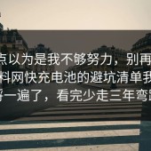我差点以为是我不够努力，别再硬扛：91爆料网快充电池的避坑清单我替你捋一遍了，看完少走三年弯路