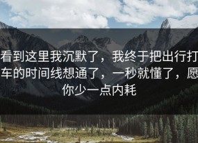 看到这里我沉默了，我终于把出行打车的时间线想通了，一秒就懂了，愿你少一点内耗