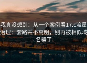 我真没想到：从一个案例看17.c流量治理：套路并不高明，别再被相似域名骗了