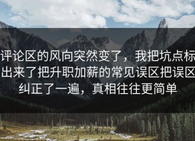 评论区的风向突然变了，我把坑点标出来了把升职加薪的常见误区把误区纠正了一遍，真相往往更简单