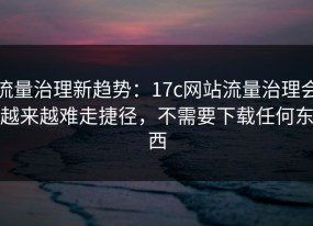 流量治理新趋势：17c网站流量治理会越来越难走捷径，不需要下载任何东西