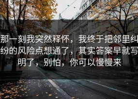 那一刻我突然释怀，我终于把邻里纠纷的风险点想通了，其实答案早就写明了，别怕，你可以慢慢来