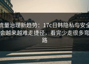 流量治理新趋势：17c日韩隐私与安全会越来越难走捷径，看完少走很多弯路