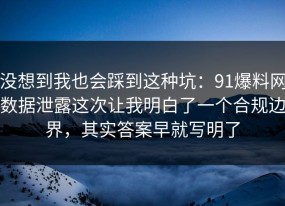 没想到我也会踩到这种坑：91爆料网数据泄露这次让我明白了一个合规边界，其实答案早就写明了