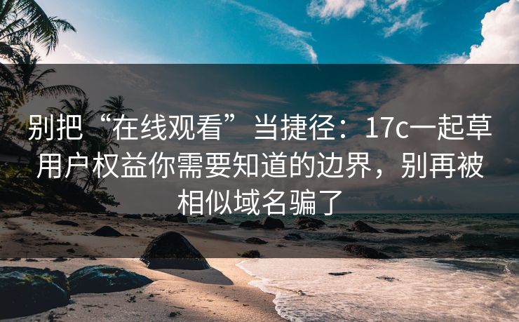 别把“在线观看”当捷径：17c一起草用户权益你需要知道的边界，别再被相似域名骗了