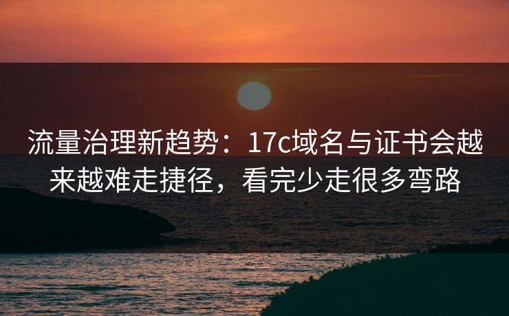 流量治理新趋势：17c域名与证书会越来越难走捷径，看完少走很多弯路