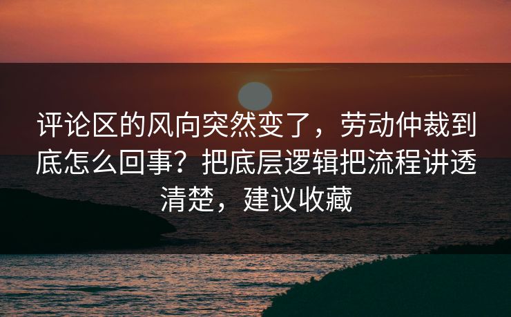 评论区的风向突然变了，劳动仲裁到底怎么回事？把底层逻辑把流程讲透清楚，建议收藏