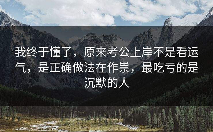 我终于懂了，原来考公上岸不是看运气，是正确做法在作祟，最吃亏的是沉默的人