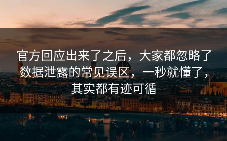 官方回应出来了之后，大家都忽略了数据泄露的常见误区，一秒就懂了，其实都有迹可循
