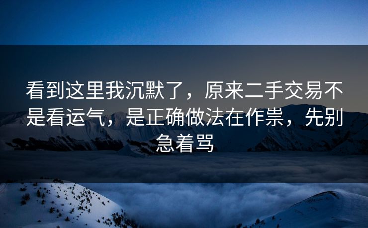 看到这里我沉默了，原来二手交易不是看运气，是正确做法在作祟，先别急着骂