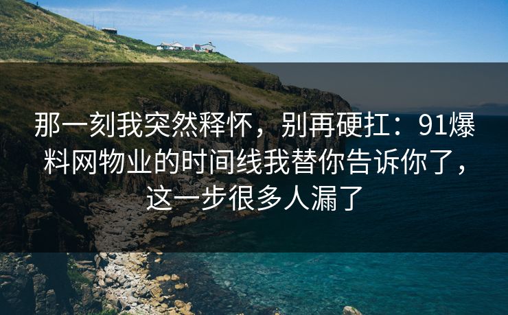 那一刻我突然释怀,别再硬扛:91爆料网物业的时间线我替你告诉你了,这一步很多人漏了 那一刻我突然释怀,别再硬扛:91爆料网物业的时间线我替你告诉你了,这一步很多人漏了