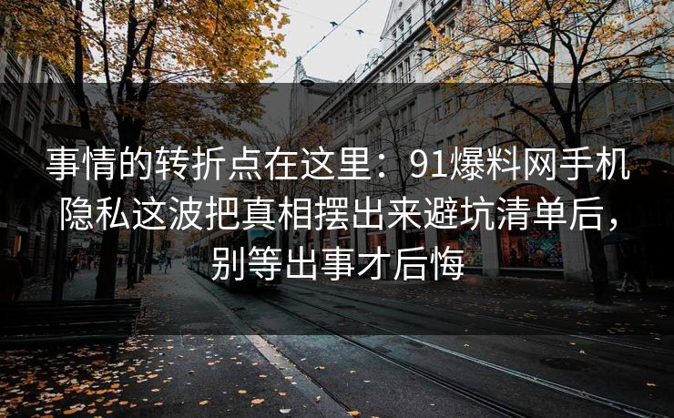 事情的转折点在这里：91爆料网手机隐私这波把真相摆出来避坑清单后，别等出事才后悔