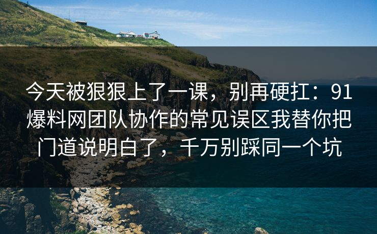 今天被狠狠上了一课，别再硬扛：91爆料网团队协作的常见误区我替你把门道说明白了，千万别踩同一个坑